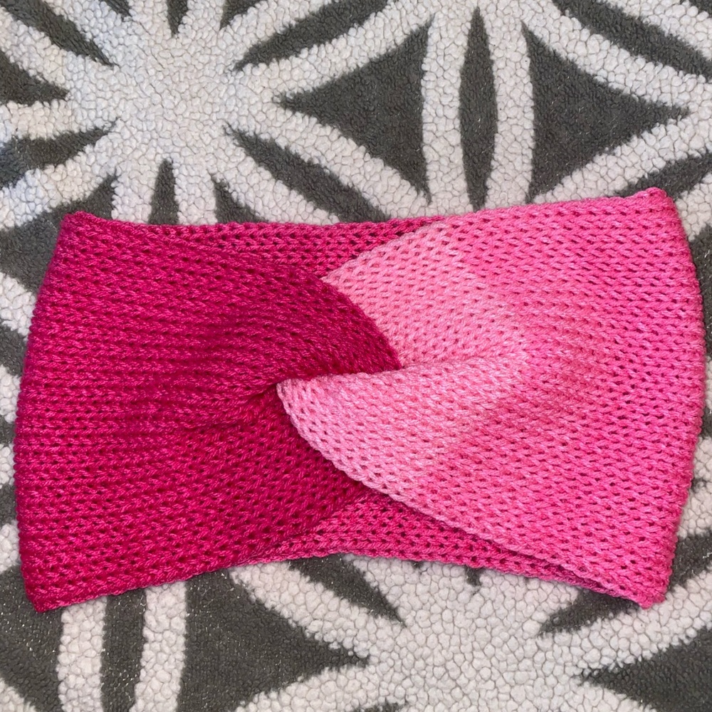 Handmade Messy bun Ear warmer Hot Pink/Pink.